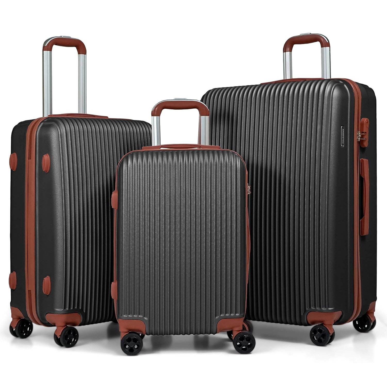 CALDARIUS Hardshell Luggage | Durable Suitcases | Lightweight & Secure with Combination Lock | Smooth 4 Dual Spinner Wheels | Ideal Travel Bag & Luggage Sets (Grey, Medium 24")