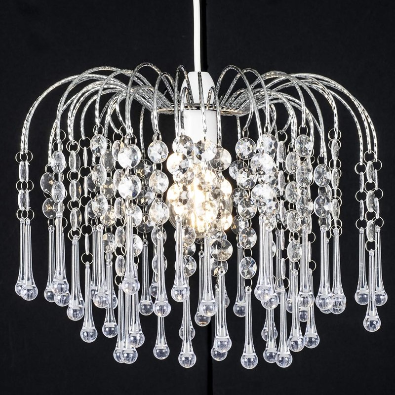Klass Home Teardrop Acrylic Light Shade | Ceiling Light Shade | Lamp Shade | Chandeliers Ceiling Light | Chrome Finish Pendant Light Shade for Living Room Light Shades Ceiling Bedroom Kitchen Hallway