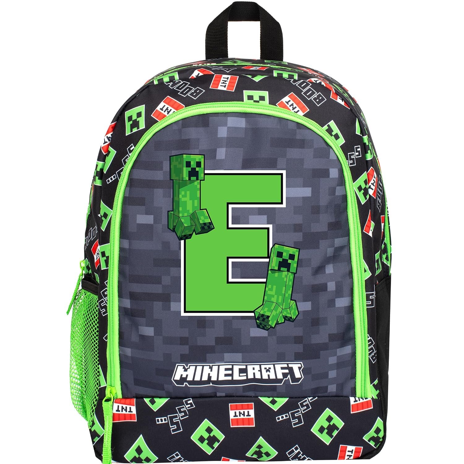 Minecraft Personalised School Backpack for Kids Large A4 2 Compartments Rucksack Travel Bag with Mesh Pockets and Adjustable Padded Shoulder Straps
