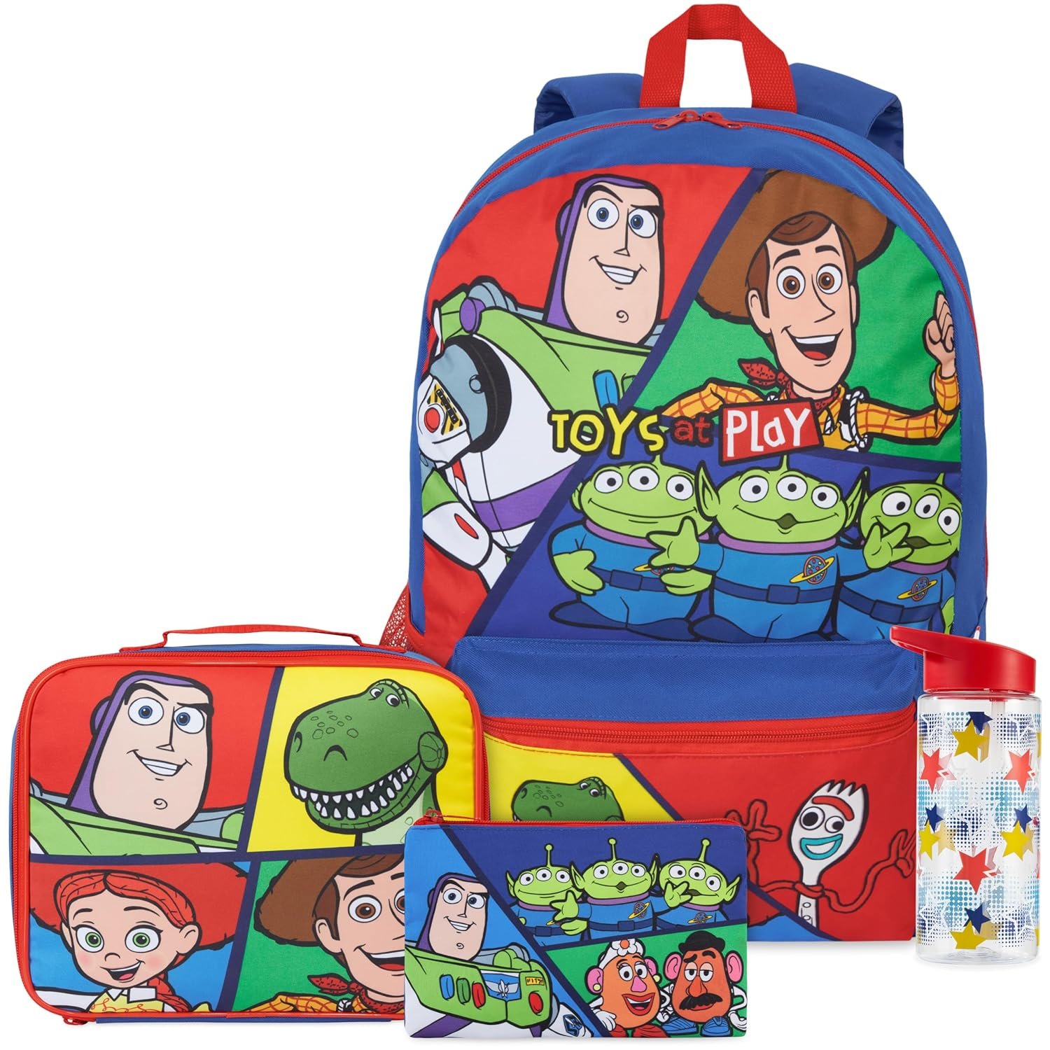 Get Trend Disney Toy Story Boys Backpack Set, 4 Piece School Bag with Insulated Lunch Bag, Pencil Case and BPA Free Water Bottle 500ml, Kids Sports Travel Rucksac, School Essential (Multi Toy Story)