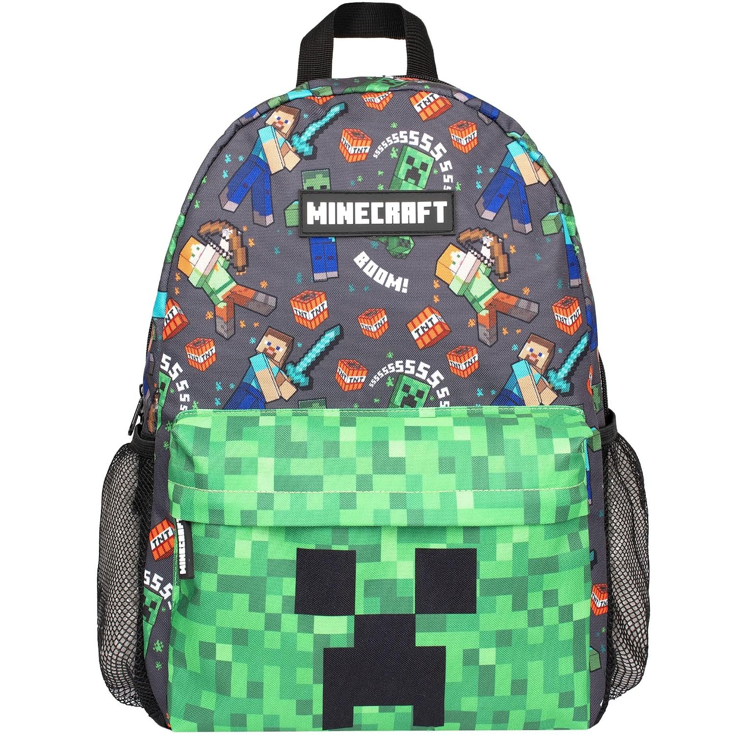 Minecraft School Backpack for Boys and Girls Large A4 Multicompartment Rucksack Travel Bag with Mesh Pocket and Adjustable Padded Shoulder Straps