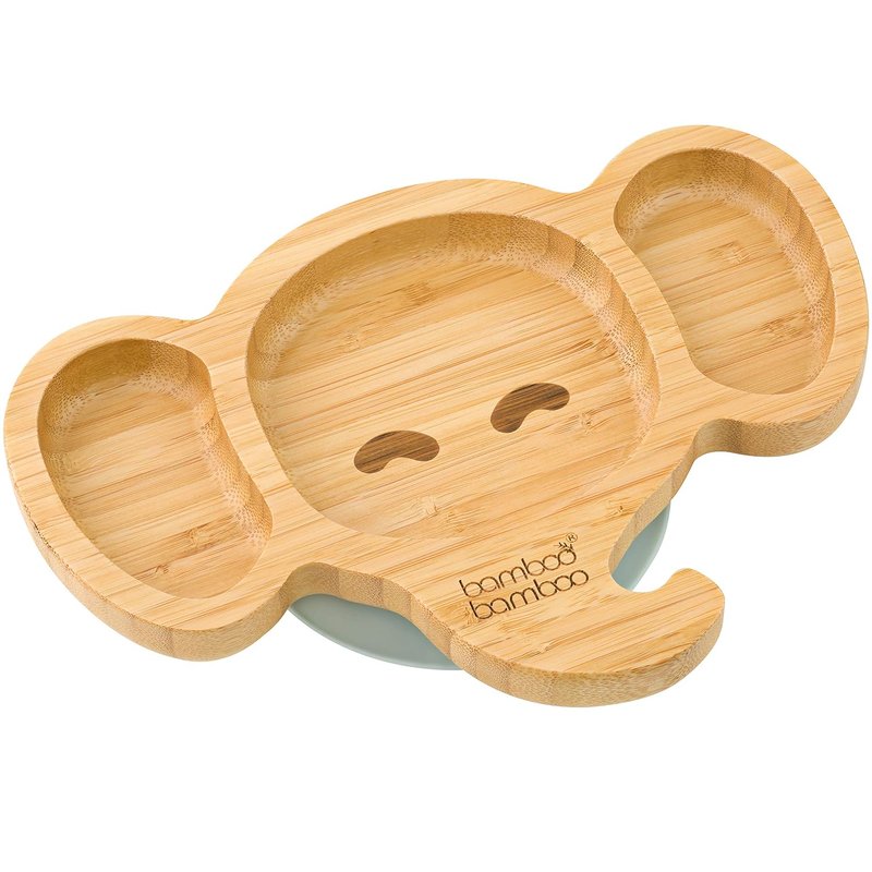 bamboo bamboo Baby Plate and Toddler Plate, Suction Plate for Feeding and Weaning, Bamboo Elephant with Secure Suction, for Babies from 6 Months (Elephant, Grey)