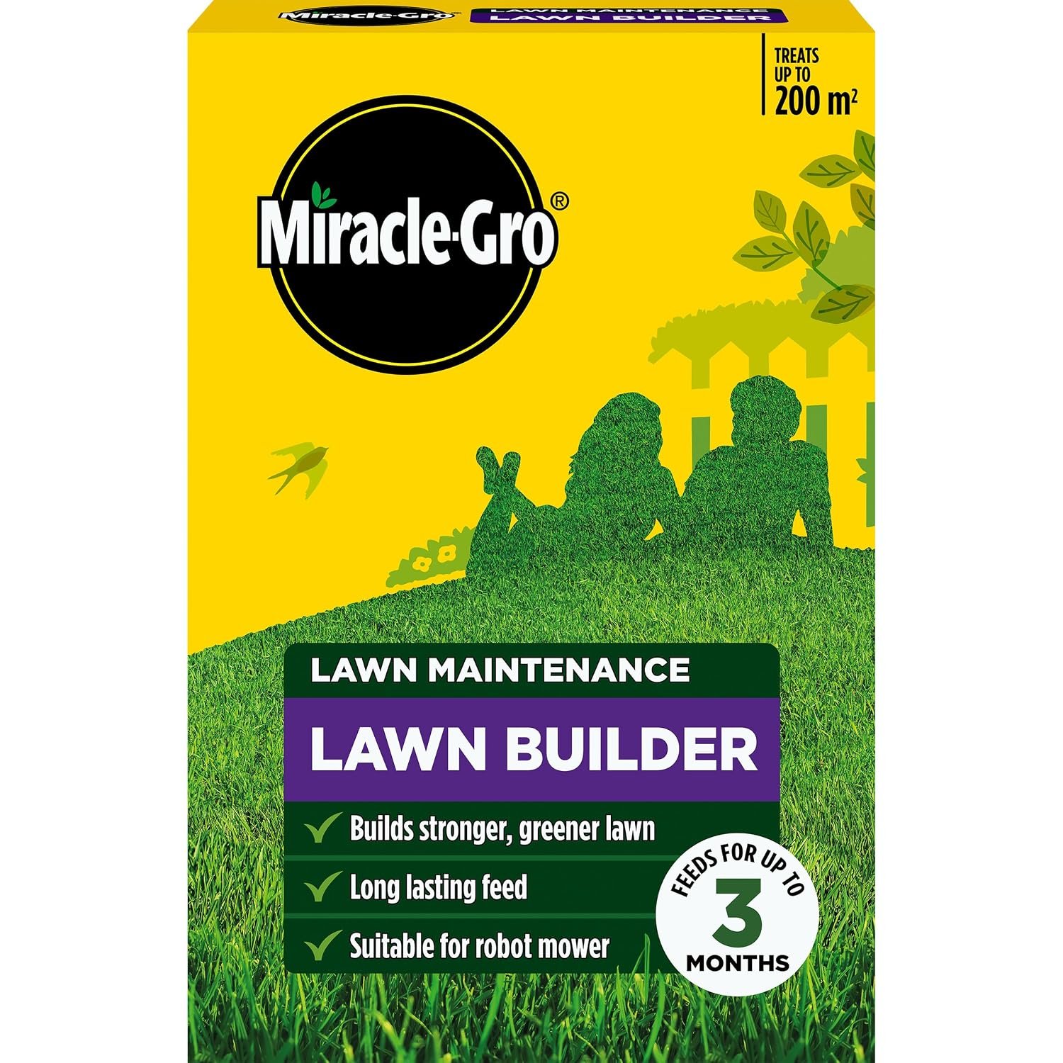 Miracle-Gro Lawn Builder - Builds a Strong and Green Lawn, feeds for 3 months, 200m2, 4kg Carton