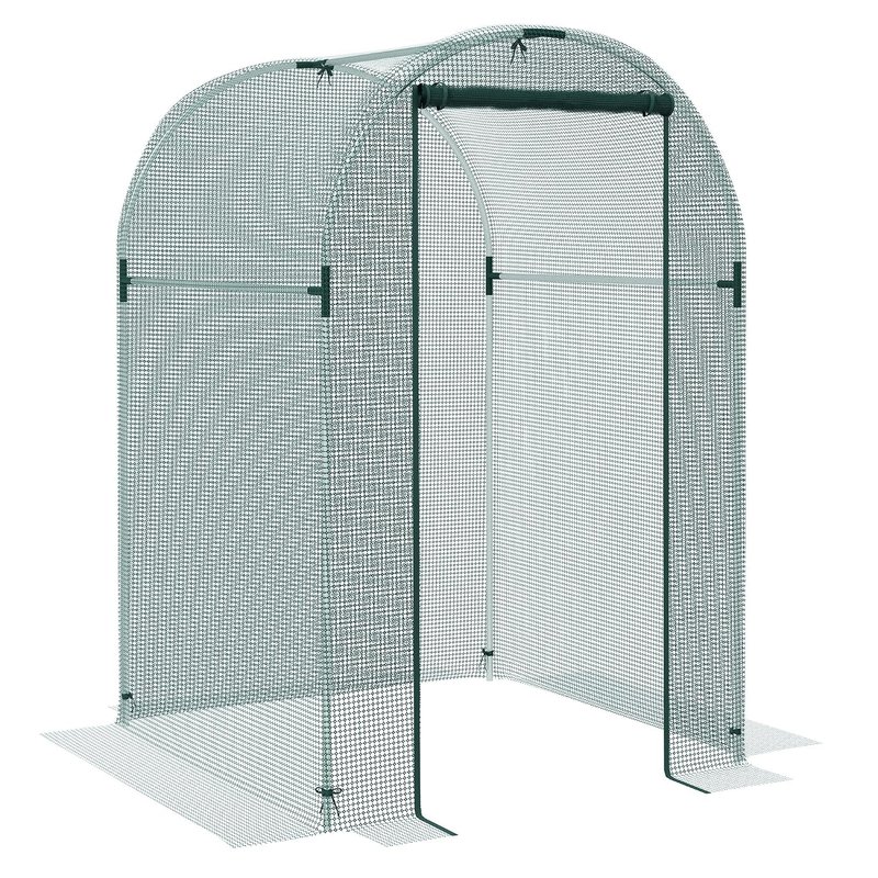 Outsunny Fruit Cage Bird Netting, Heavy Duty Fruit and Vegetable Protection Tent with Zipped Door, Anti Bird, Insects, Small Animals, 1.2 x 1.2 x 1.9m, Green