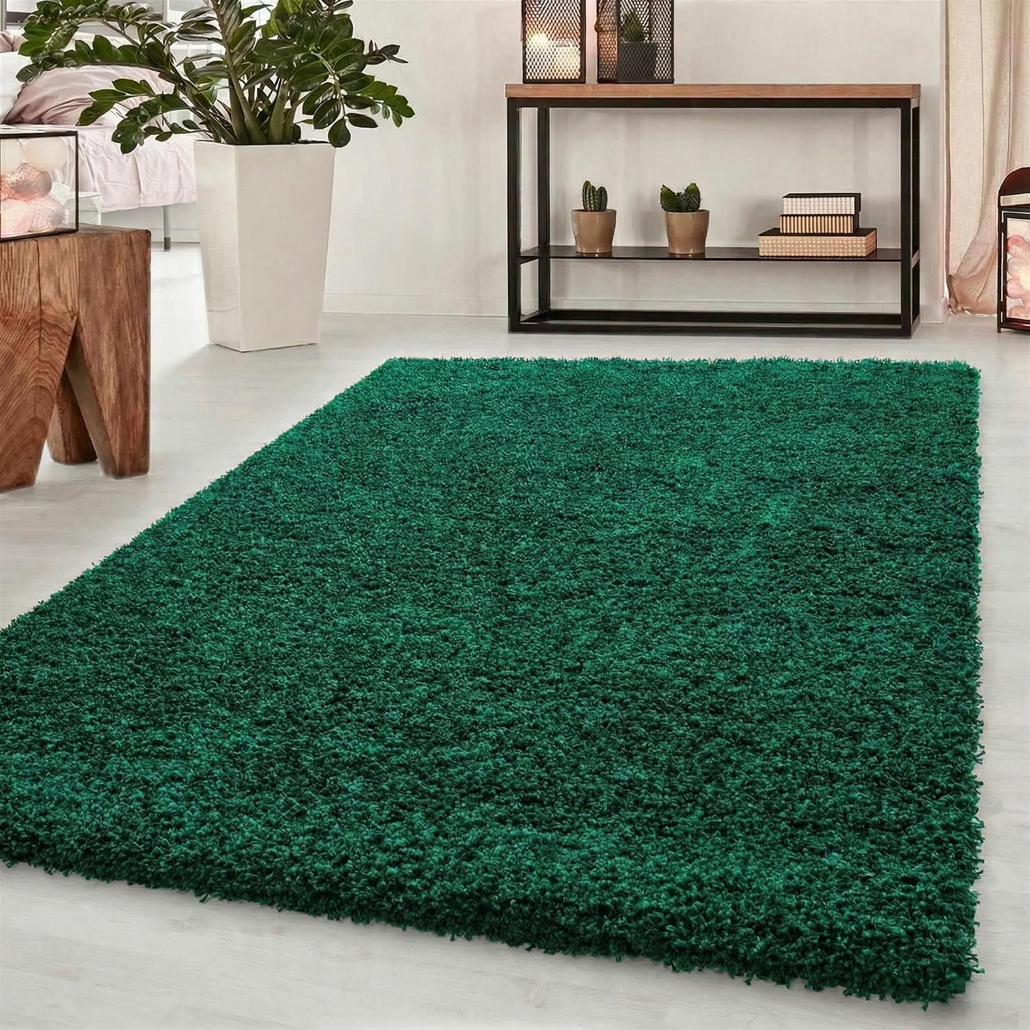 Abaseen Small Large Shaggy Rug Modern Rugs Living Room Extra Large Small Medium Rectangular Size Soft Touch Thick Pile Living Room Area Rugs Non Shedding (Emeralad, 200x290 cm)