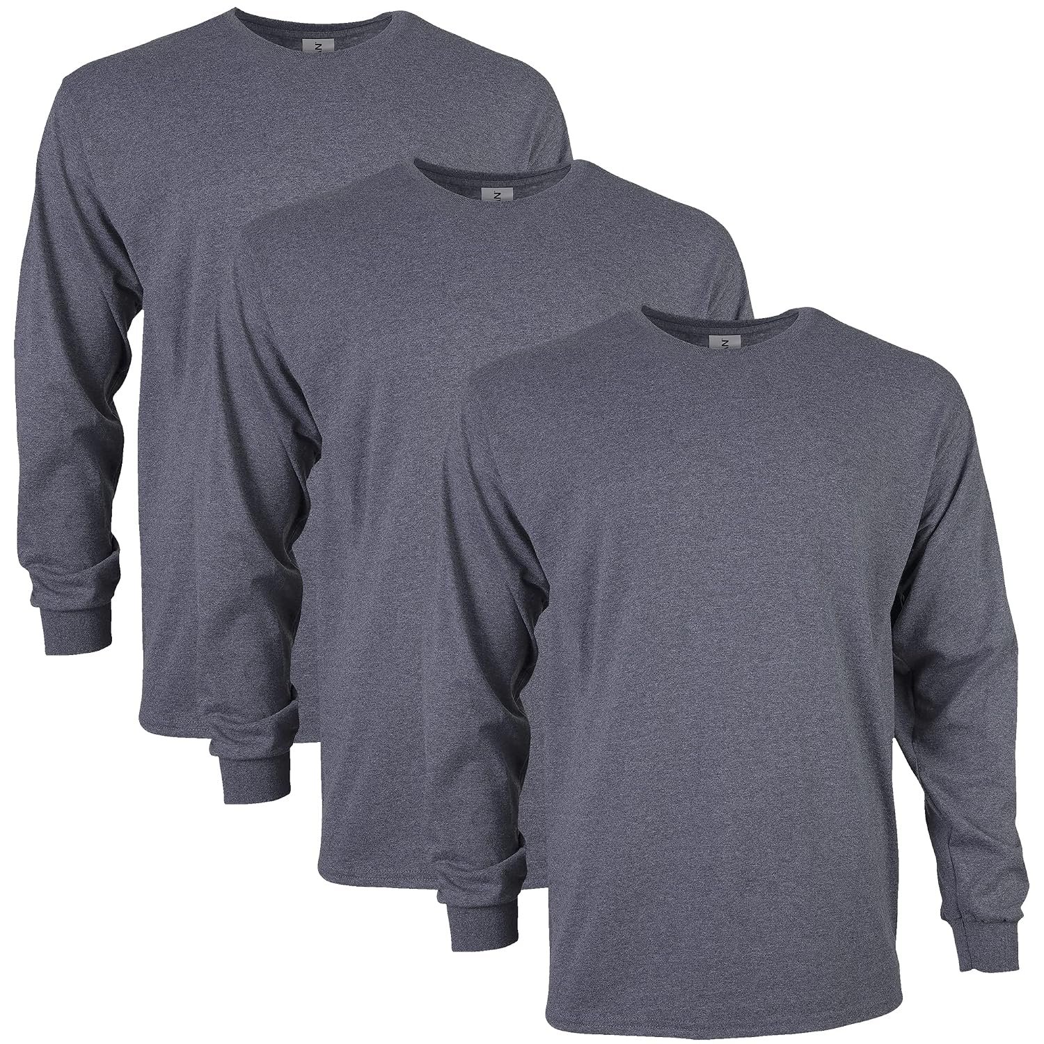 Gildan Unisex-Adult Ultra Cotton Long Sleeve T-Shirt, Style G2400, Multipack, Dark Heather (3-Pack), 3XL
