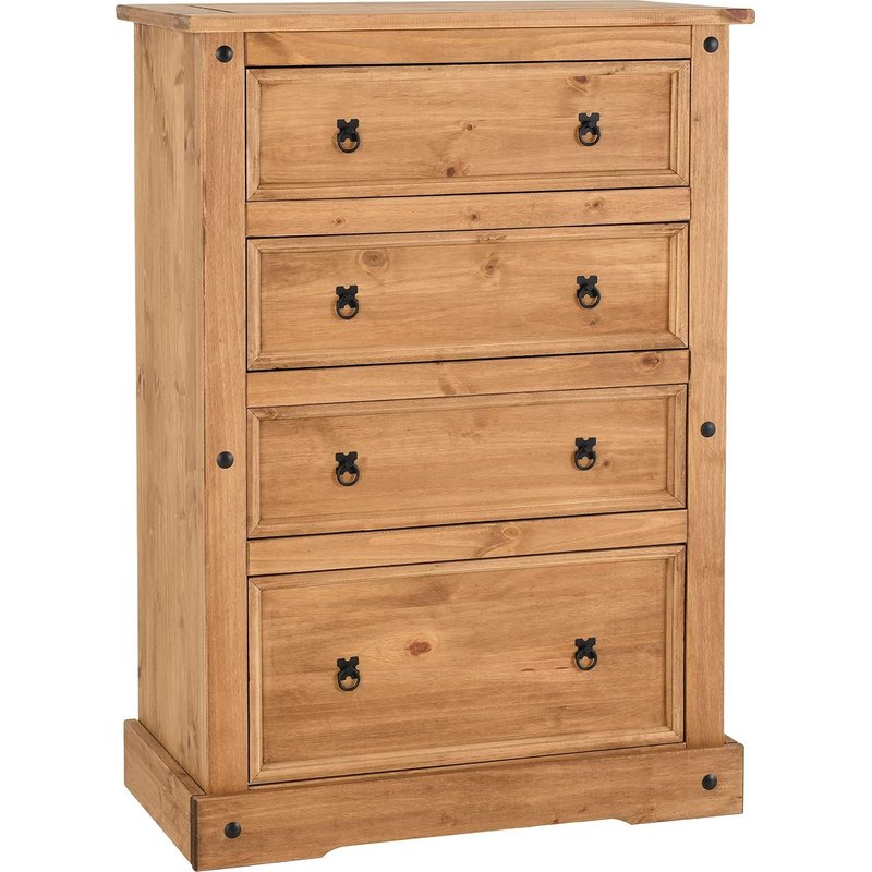 Seconique Corona 4 Drawer Chest in Distressed Waxed Pine
