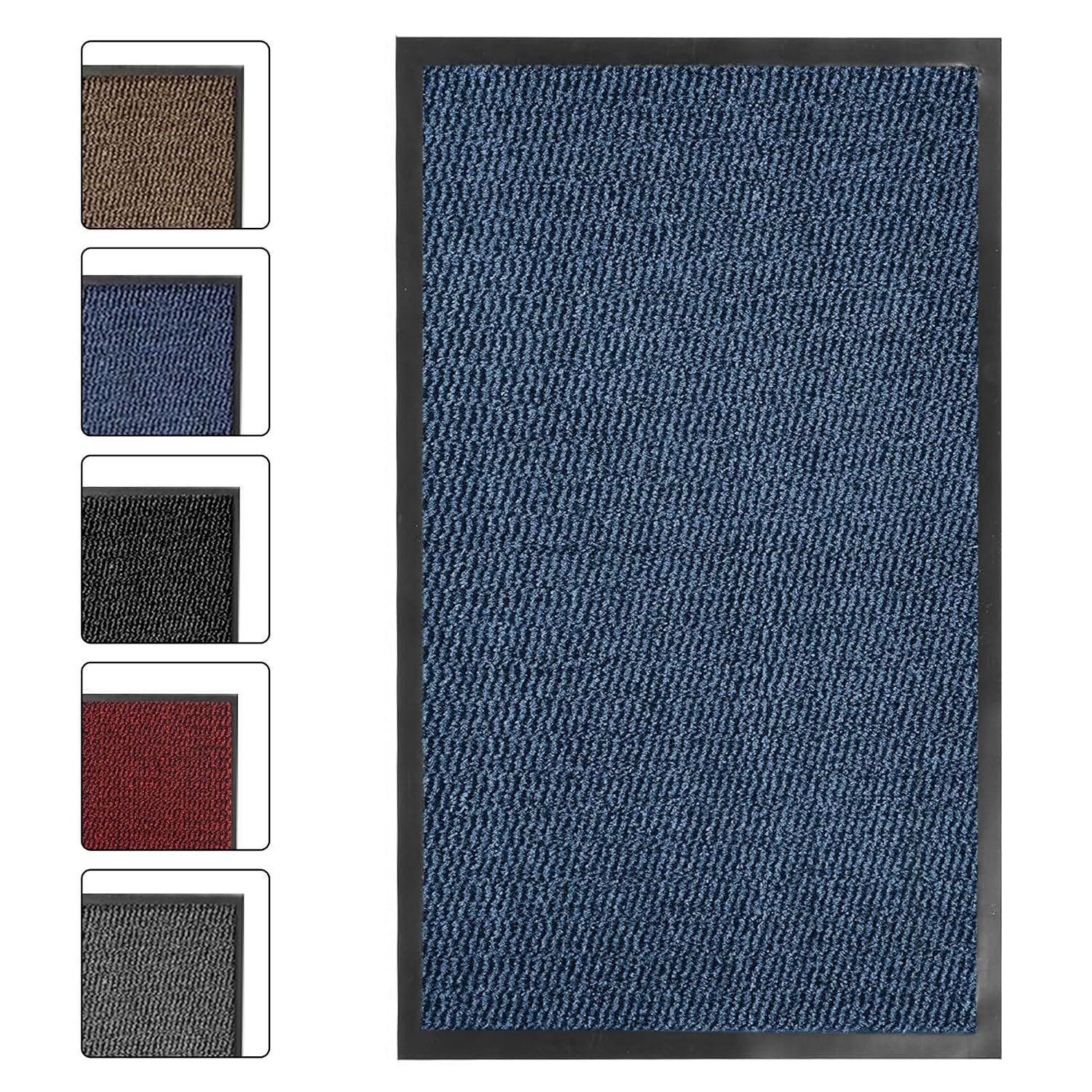 SG Traders Washable Door Mat - Non-Slip Rubber Backed Doormats Indoor & Outdoor - Highly Absorbent Door Mats, Floor Mat, Kitchen Mat, Perfect Dust Grabbing Doormats Dirt Trapper (80x160cm - Blue)