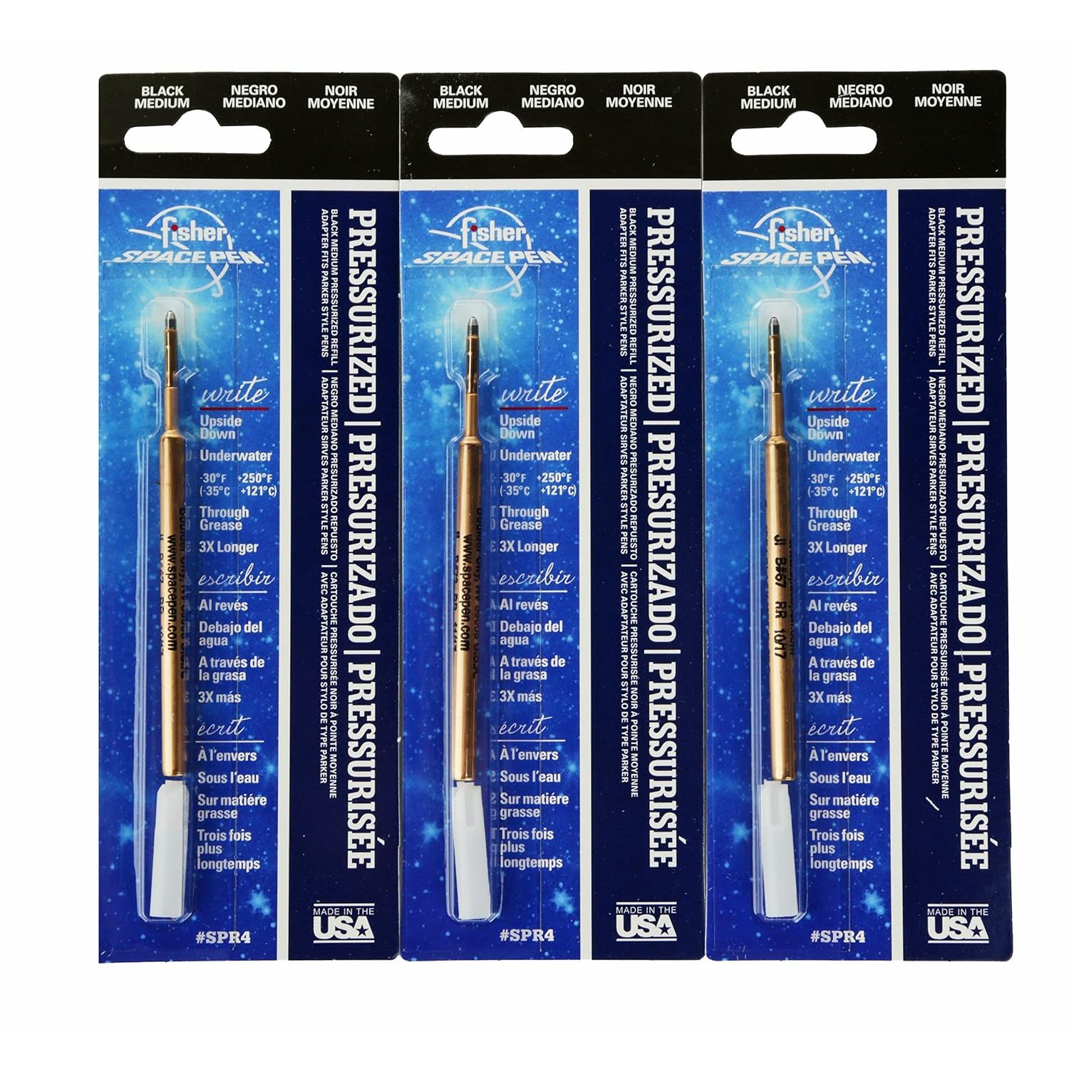 Fisher Space Pen 3 Pack Black SPR4 Refills for Bullet