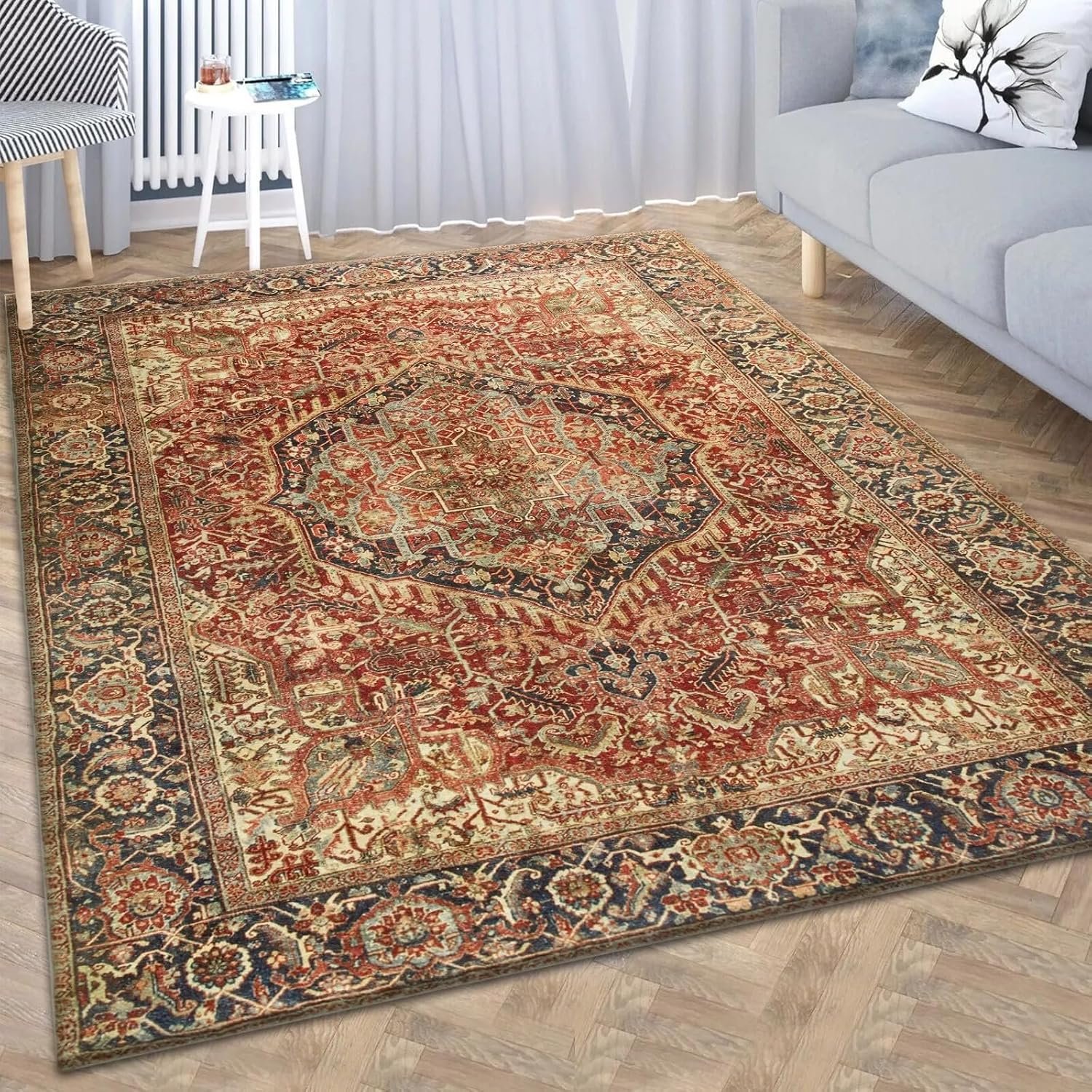 Imperial Rooms Rugs Living Room Large 240x320cm Washable Boho Rug for Bedroom – Short Pile Vintage Area Rugs Easy to Clean Kids Room Carpets – Traditional Design Non Slip Rug for Lounge (Majestic)