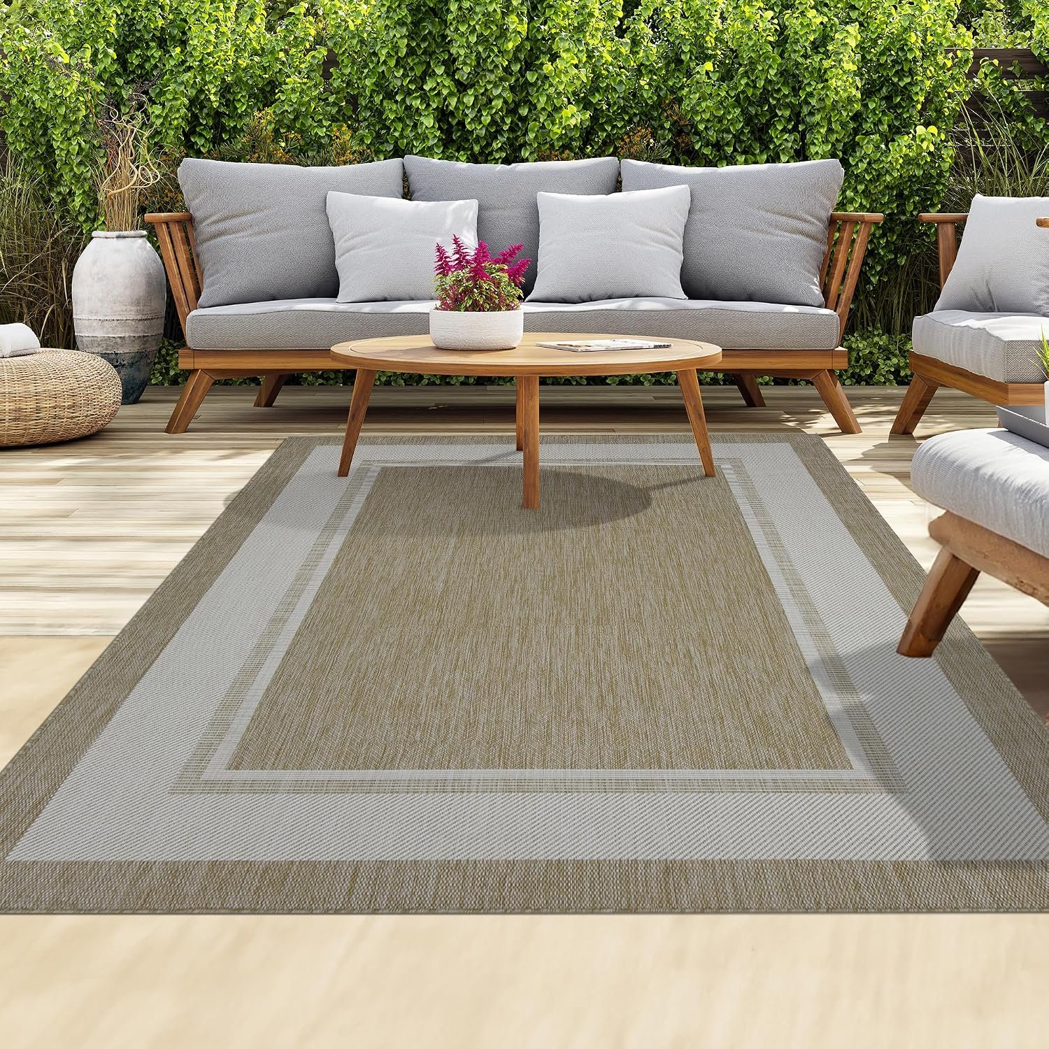 homeart Outdoor Rugs | Easy-Cleaning Indoor & Outdoor Area Rugs for Porch, Deck, Balcony, Garden, Picnic, Kitchen, Hallway | UV & Weather-Resistant Large Patio Rug Mats | Beige Cream, 200 x 290 cm