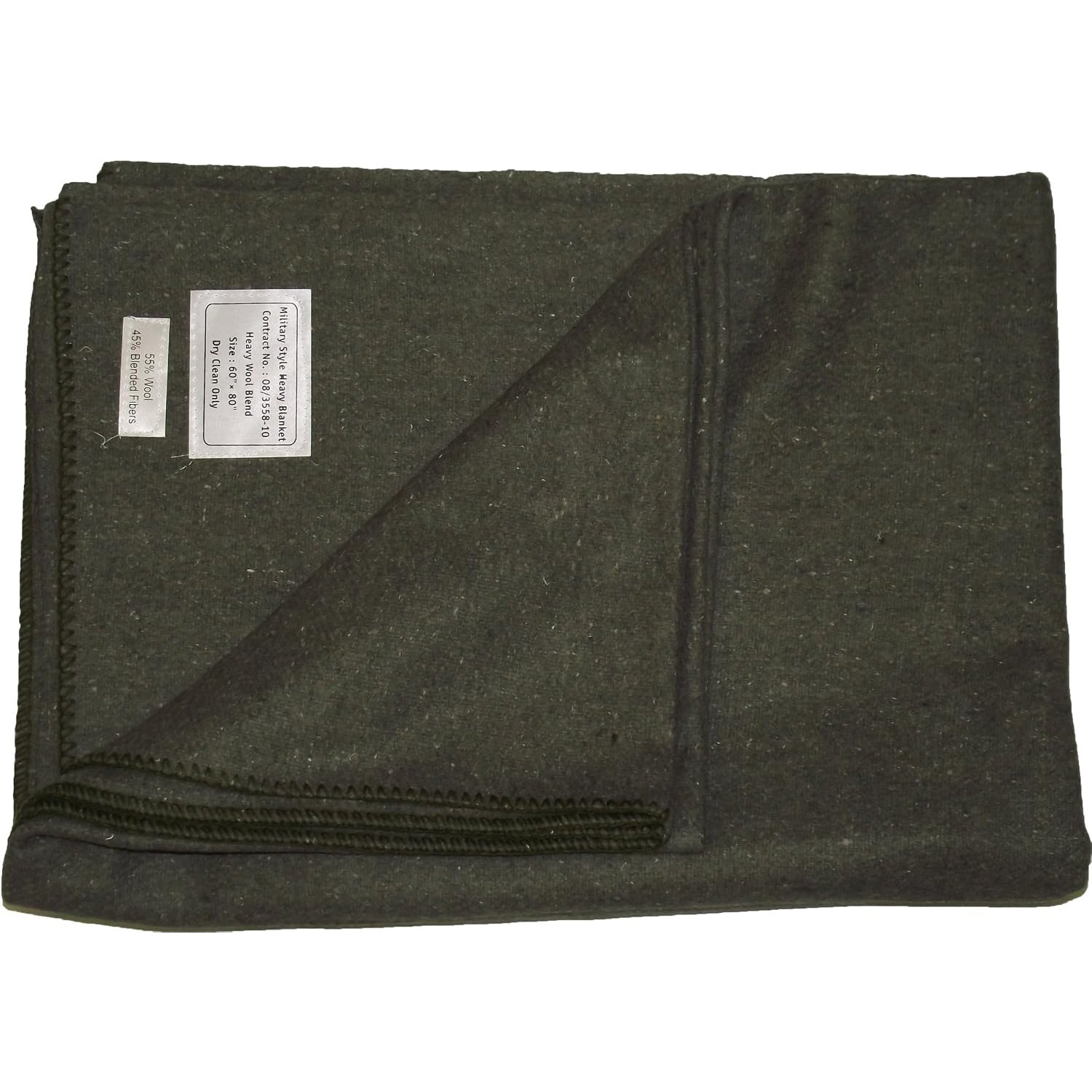 New Military Style Heavy Wool Blanket (Olive Green)(Size: 60inchx 80inch (152cm x 203cm))