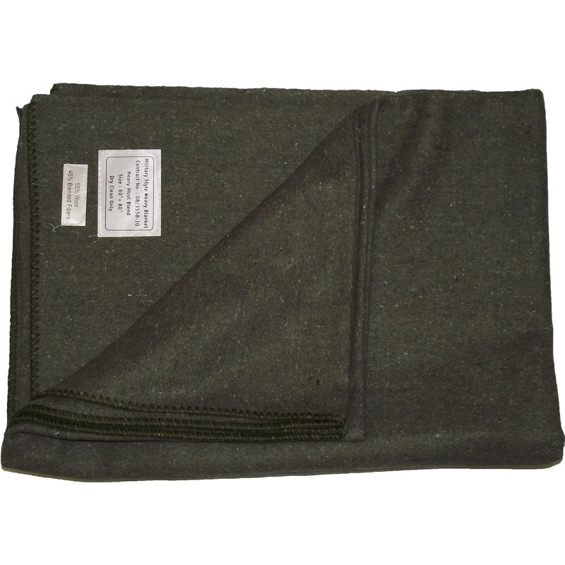 New Military Style Heavy Wool Blanket (Olive Green)(Size: 60inchx 80inch (152cm x 203cm))