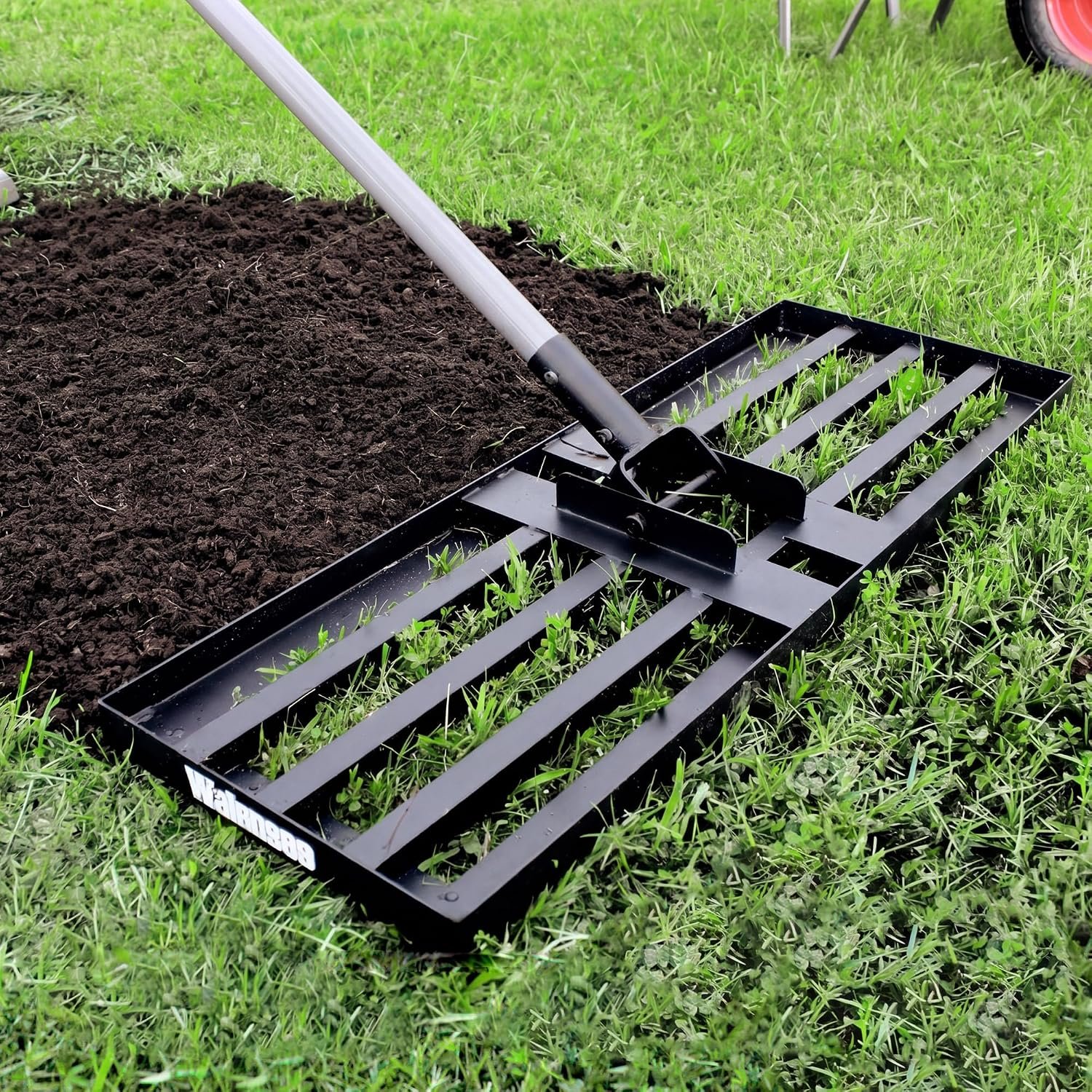 Walensee Lawn Leveling Rake, 213cm,76x25cm Levelawn Tool, Heavy Duty Effort Saving Lawn Level Tool, Stainless Steel Handle Lawn Leveler for Yard Garden Golf Course, Ease Level Soil Sand Dirt Surfaces