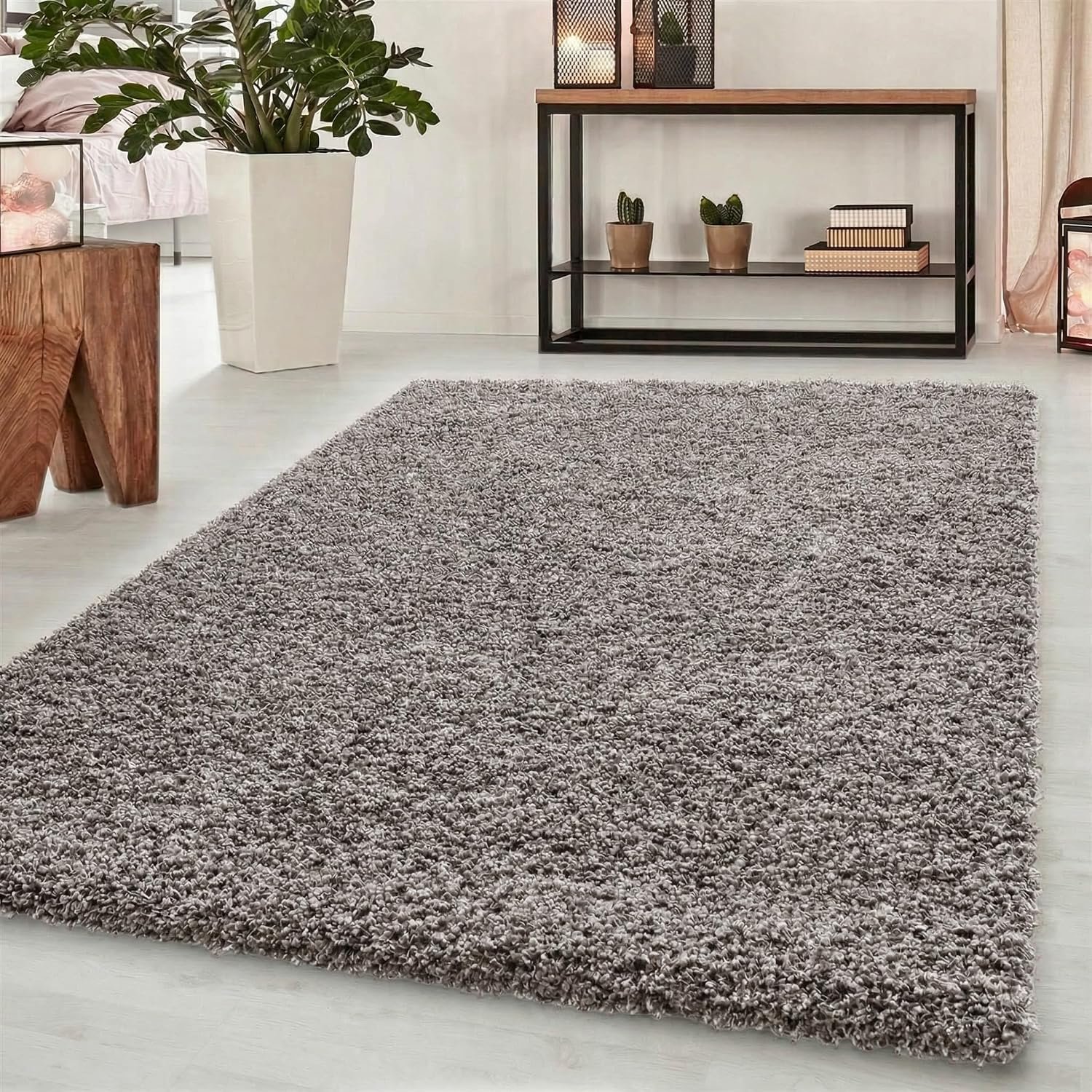 Abaseen Small Large Shaggy Rug Modern Rugs Living Room Extra Large Small Medium Rectangular Size Soft Touch Thick Pile Living Room Area Rugs Non Shedding (Silver, 80x150 cm)