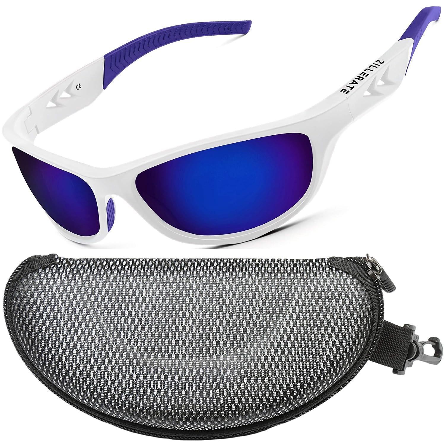 ZILLERATE Polarised Sunglasses For Men - Mens Womens Polarized Sports Sun Glasses, Fishing Driving Running Cycling Sailing Skiing Golf, UV400 Protection Safety Lenses, Wrap Around Men's Shades, White