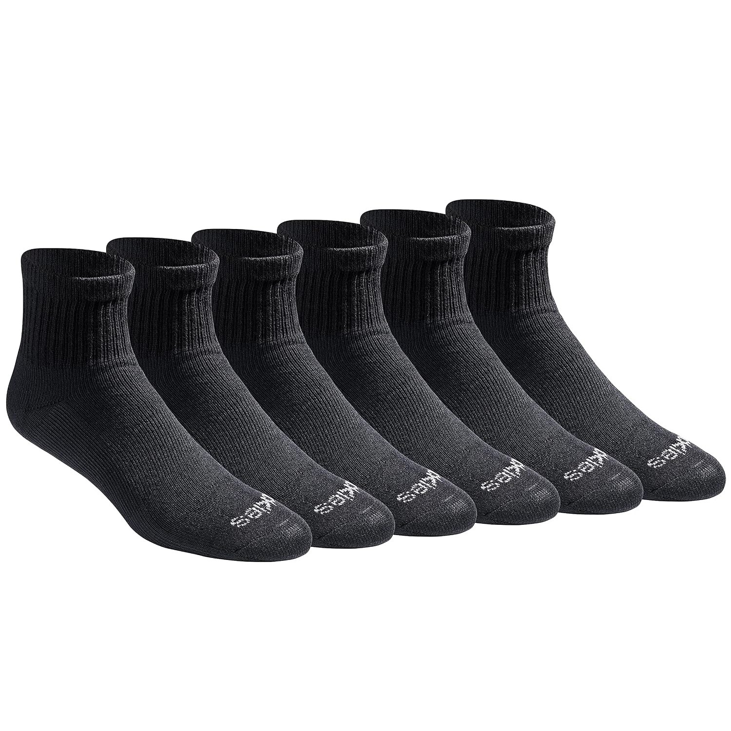 Dickies Men's Big & Tall Dri-tech Moisture Control Quarter Socks Multipack, Solid Black (6 Pairs), Shoe Size: 15-17