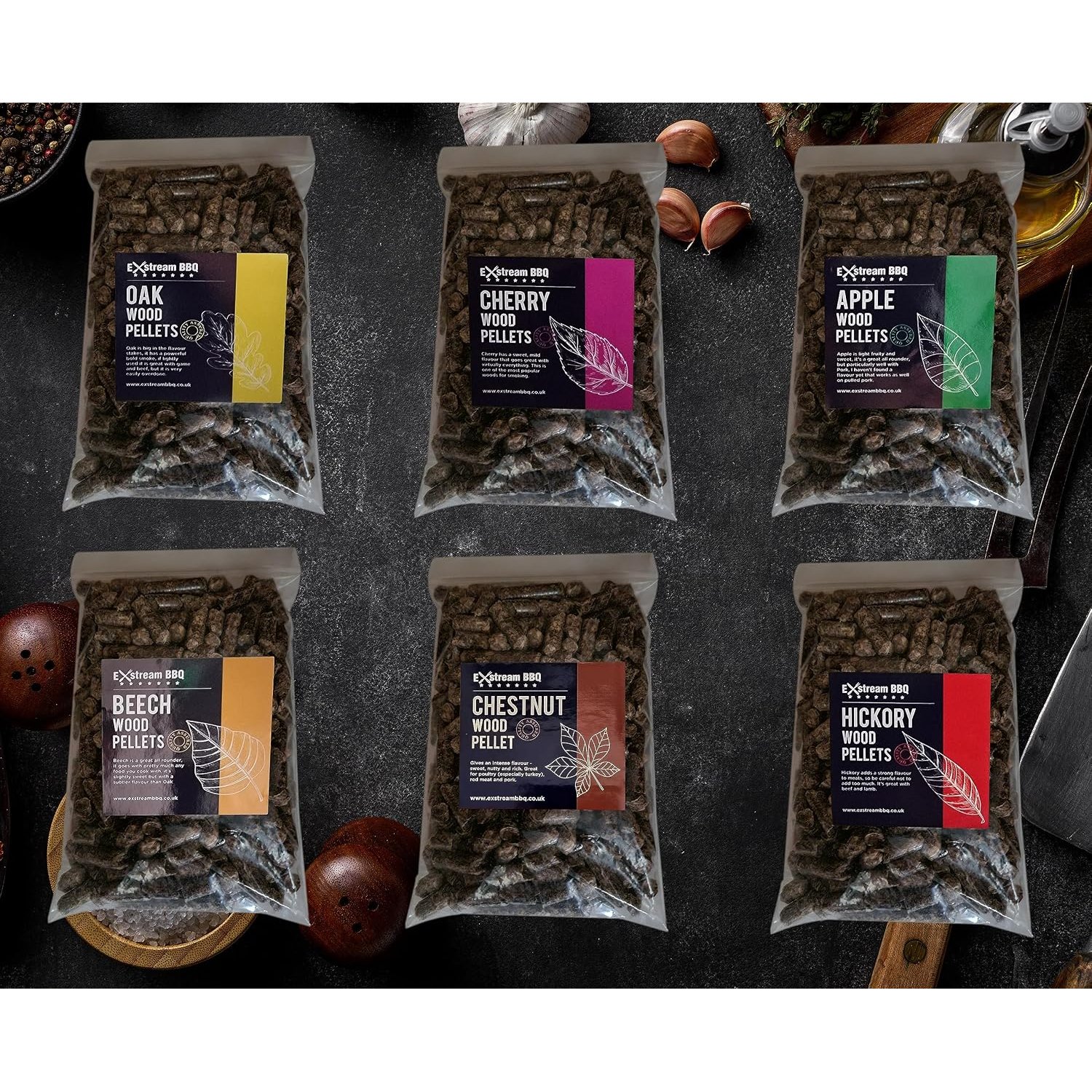 Exstream BBQ 150g Pellet Variety Pack For Use With Ninja Electric Smokers - Resealable Bags (Variety Pack)